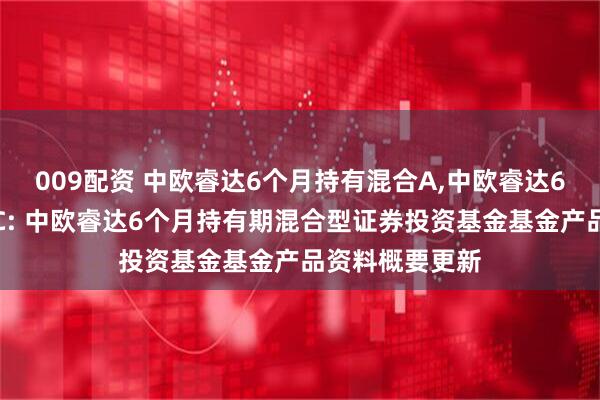 009配资 中欧睿达6个月持有混合A,中欧睿达6个月持有混合C: 中欧睿达6个月持有期混合型证券投资基金基金产品资料概要更新