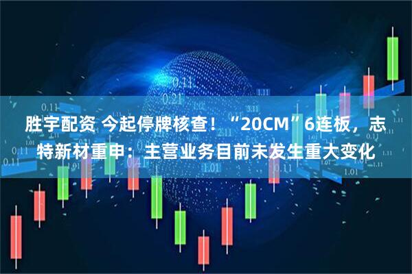 胜宇配资 今起停牌核查！“20CM”6连板，志特新材重申：主营业务目前未发生重大变化